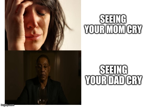 its so horrifying to see the big strong role model in life that has never shown any weak emotions just break down | SEEING YOUR MOM CRY; SEEING YOUR DAD CRY | image tagged in dad | made w/ Imgflip meme maker