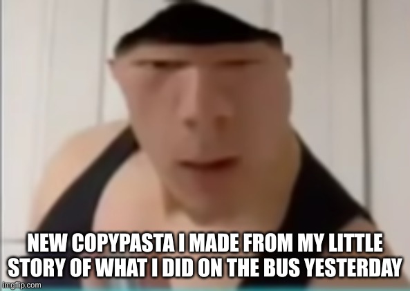 Yes, this happened | NEW COPYPASTA I MADE FROM MY LITTLE STORY OF WHAT I DID ON THE BUS YESTERDAY | image tagged in random dude | made w/ Imgflip meme maker
