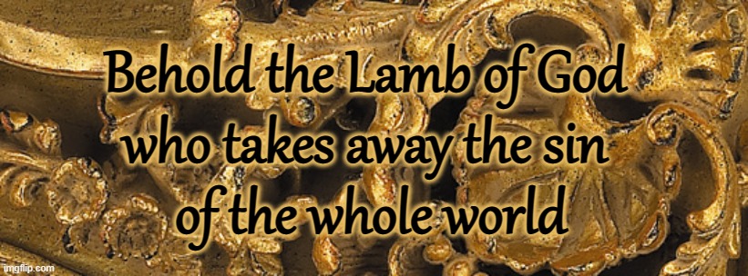 Behold the Lamb of God 
who takes away the sin 
of the whole world | made w/ Imgflip meme maker