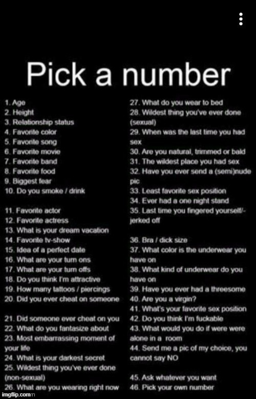goofy ahh numbers | image tagged in pick a number | made w/ Imgflip meme maker