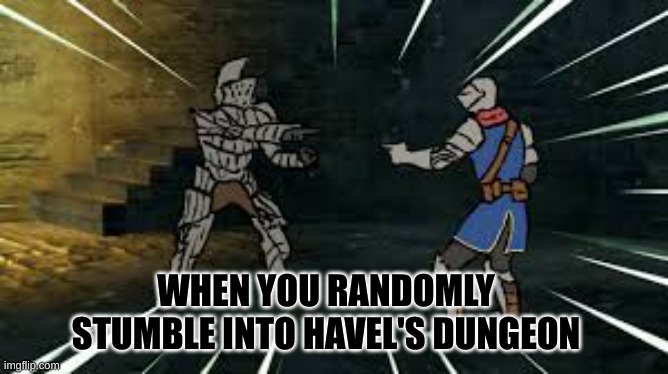 HAVEL DARK SOULS | WHEN YOU RANDOMLY STUMBLE INTO HAVEL'S DUNGEON | image tagged in dark souls,video games | made w/ Imgflip meme maker