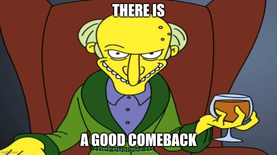 Mr Burns Release The Hounds | THERE IS A GOOD COMEBACK | image tagged in mr burns release the hounds | made w/ Imgflip meme maker