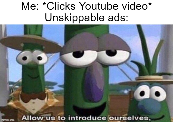 The video I clicked is 5 seconds long | Me: *Clicks Youtube video*
Unskippable ads: | image tagged in funny,true,relatable | made w/ Imgflip meme maker