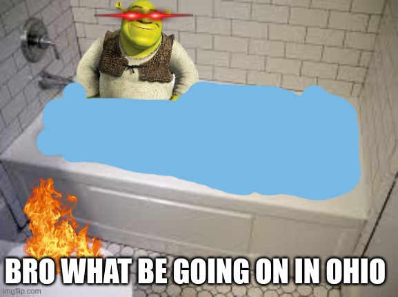 Bathtub | BRO WHAT BE GOING ON IN OHIO | image tagged in bathtub | made w/ Imgflip meme maker