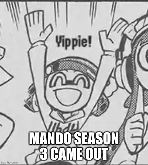 Yippie Bobble Hat | MANDO SEASON 3 CAME OUT | image tagged in yippie bobble hat | made w/ Imgflip meme maker