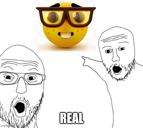 In real life | REAL | image tagged in wojak pointing men | made w/ Imgflip meme maker