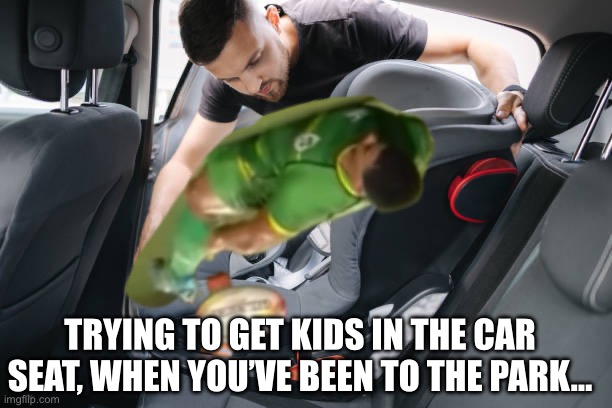 TRYING TO GET KIDS IN THE CAR SEAT, WHEN YOU’VE BEEN TO THE PARK… | image tagged in kids | made w/ Imgflip meme maker