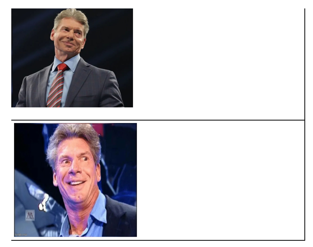 Vince McMahon pleased vs totally psyched Blank Meme Template