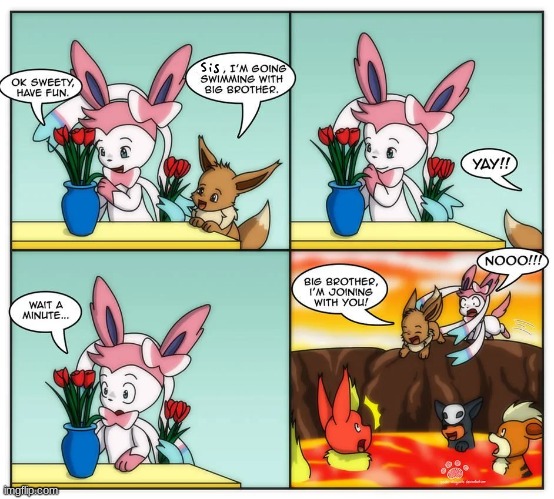 oh dear.. | image tagged in eeveelution,comic | made w/ Imgflip meme maker