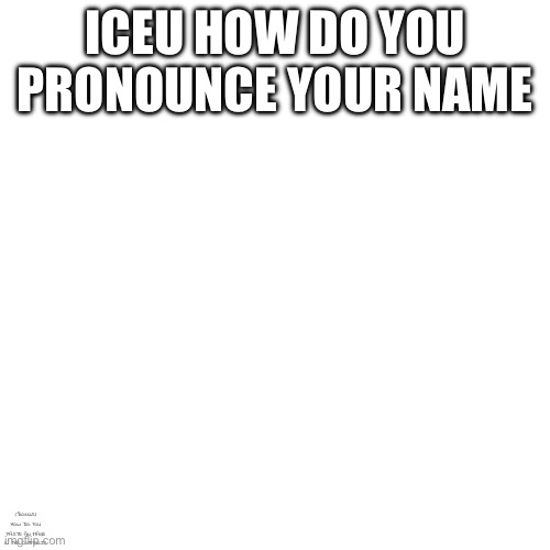Seriously I have no idea  ¯\_(ツ)_/¯ | ICEU HOW DO YOU PRONOUNCE YOUR NAME; (BONUS) HOW DO YOU PASTE AN IMAGE IN THE COMMENTS | image tagged in memes,blank transparent square | made w/ Imgflip meme maker