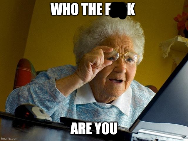 Grandma Finds The Internet Meme | WHO THE FUCK ARE YOU | image tagged in memes,grandma finds the internet | made w/ Imgflip meme maker