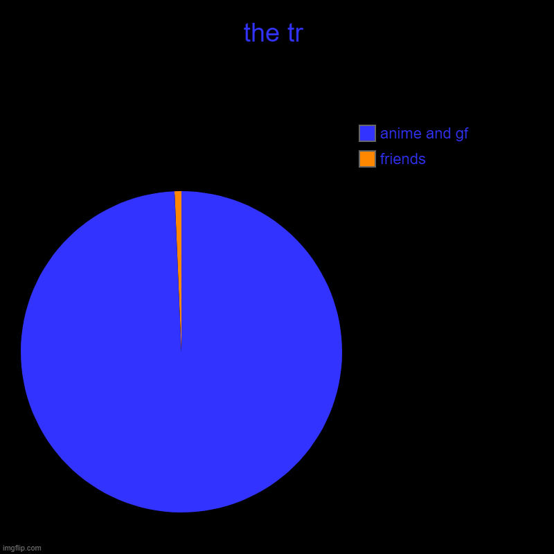 the tr | friends, anime and gf | image tagged in charts,pie charts | made w/ Imgflip chart maker