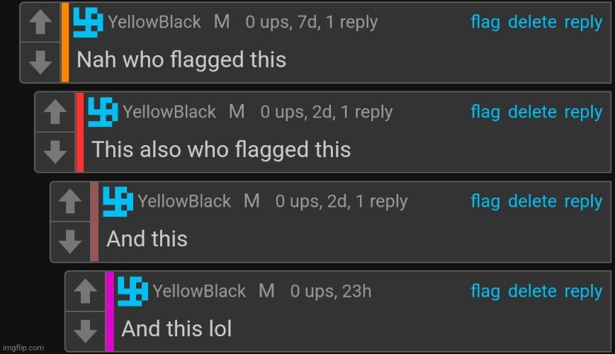 Bro's going around flagging every single commemt | made w/ Imgflip meme maker