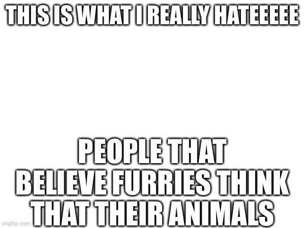 THIS IS WHAT I REALLY HATEEEEE; PEOPLE THAT BELIEVE FURRIES THINK THAT THEIR ANIMALS | made w/ Imgflip meme maker