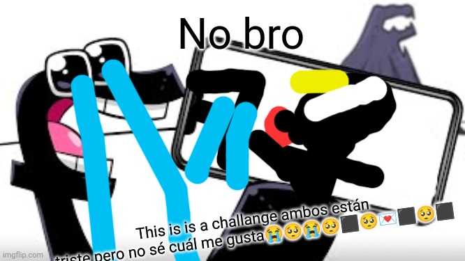 Lowercase F Shows His Phone | No bro This is is a challange ambos están triste pero no sé cuál me gusta????⬛??⬛?⬛ | image tagged in lowercase f shows his phone | made w/ Imgflip meme maker