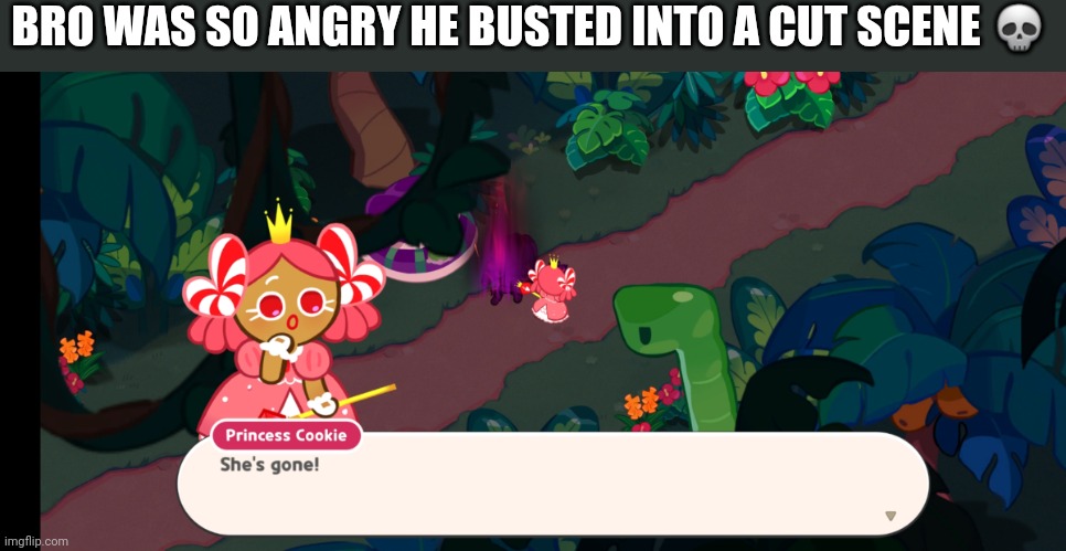 Imagine playing cookie run kingdom ( totally not me...) | BRO WAS SO ANGRY HE BUSTED INTO A CUT SCENE 💀 | image tagged in crk | made w/ Imgflip meme maker
