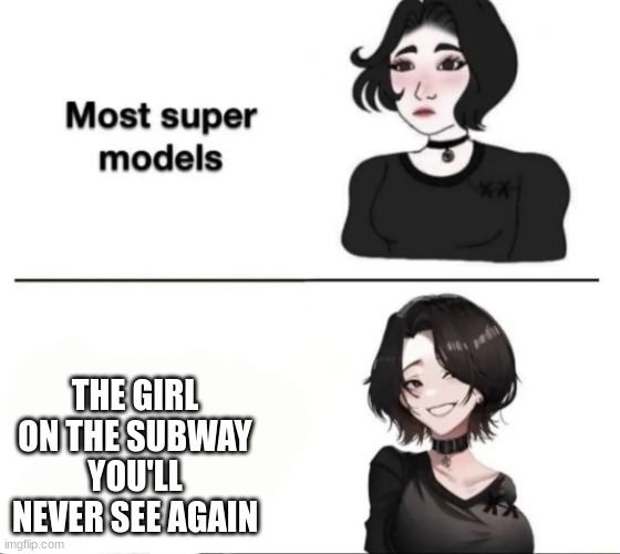 Most Supermodels | THE GIRL ON THE SUBWAY YOU'LL NEVER SEE AGAIN | image tagged in most supermodels | made w/ Imgflip meme maker