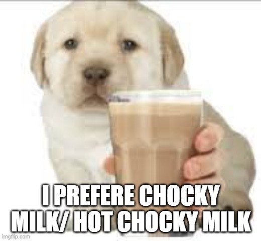 chocky milk for you bud | I PREFERE CHOCKY MILK/ HOT CHOCKY MILK | image tagged in chocky milk for you bud | made w/ Imgflip meme maker