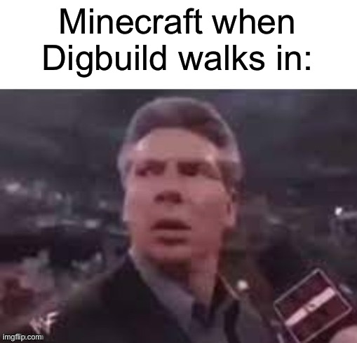 x when x walks in | Minecraft when Digbuild walks in: | image tagged in x when x walks in | made w/ Imgflip meme maker
