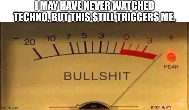 Bullshit Meter | I MAY HAVE NEVER WATCHED TECHNO, BUT THIS STILL TRIGGERS ME. | image tagged in bullshit meter | made w/ Imgflip meme maker
