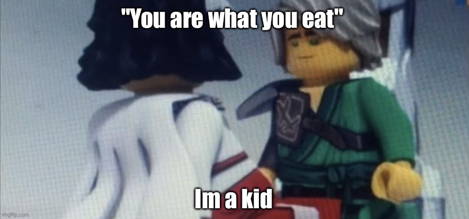 Dont pause ninjago | "You are what you eat"; Im a kid | image tagged in dont pause ninjago | made w/ Imgflip meme maker