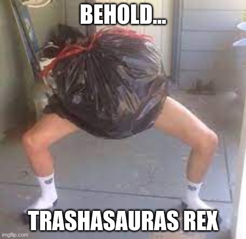 Thanks to Lord-Farquaad for the name! | BEHOLD... TRASHASAURAS REX | image tagged in trash,cursed image | made w/ Imgflip meme maker