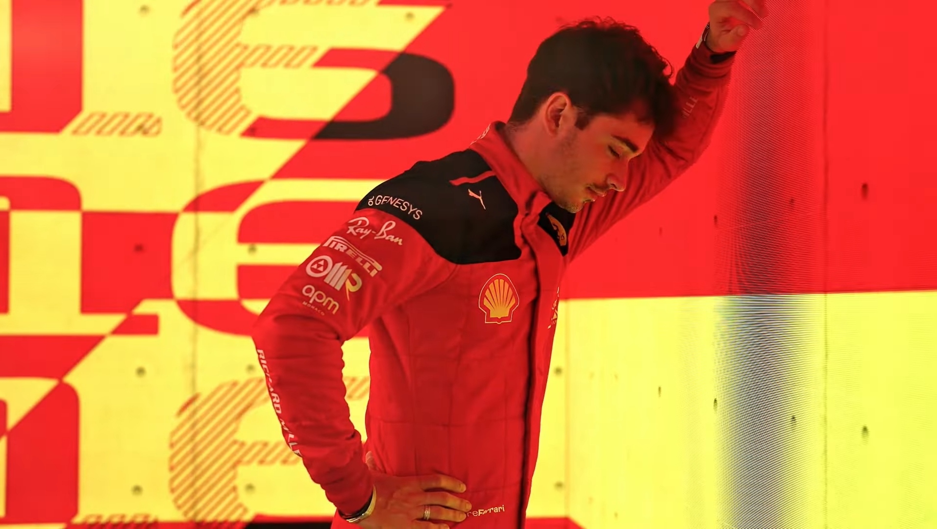 Charles Leclerc looking down at the floor Blank Meme Template