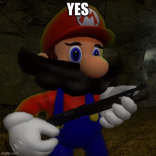 Mario with Shotgun | YES | image tagged in mario with shotgun | made w/ Imgflip meme maker