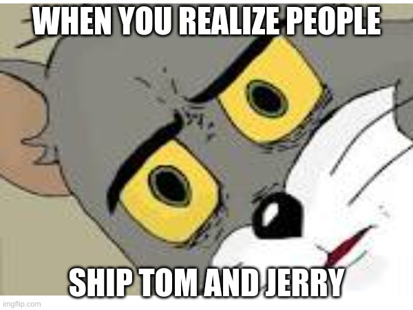 Tom and jerry meme | WHEN YOU REALIZE PEOPLE; SHIP TOM AND JERRY | image tagged in r/wellthatsucks | made w/ Imgflip meme maker