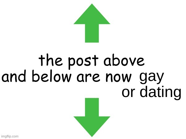 the post above and below are now dating | gay or dating | image tagged in the post above and below are now dating | made w/ Imgflip meme maker