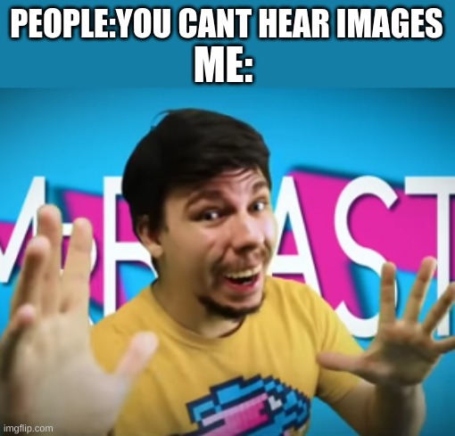 Mr Beast! | ME:; PEOPLE:YOU CANT HEAR IMAGES | image tagged in mr beast,funny,meme | made w/ Imgflip meme maker