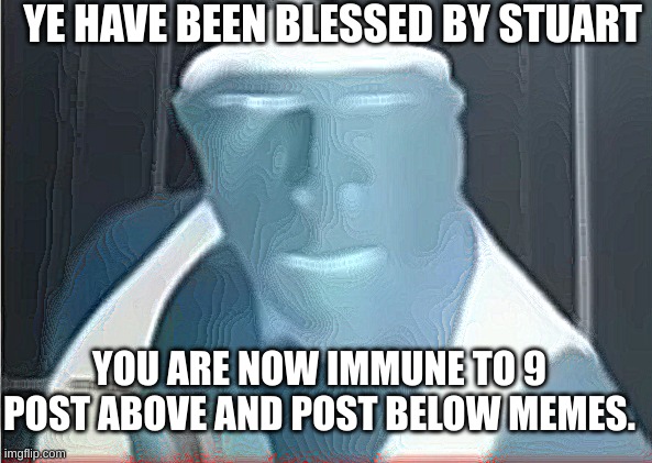 But be careful, once the 9th thing is used, then you have no more immunity | YE HAVE BEEN BLESSED BY STUART; YOU ARE NOW IMMUNE TO 9 POST ABOVE AND POST BELOW MEMES. | image tagged in random dude | made w/ Imgflip meme maker