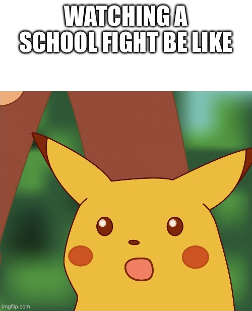 Surprised Pikachu (High Quality) | WATCHING A SCHOOL FIGHT BE LIKE | image tagged in surprised pikachu high quality | made w/ Imgflip meme maker