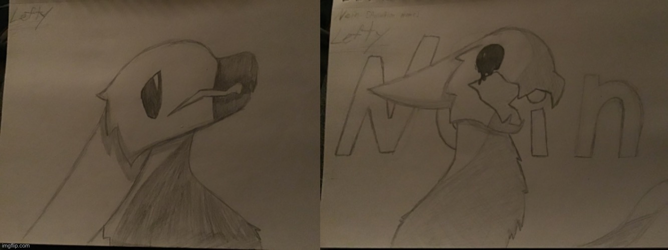 Two more old drawings of him. (One on the right was a thumbnail for the ‘Nein’ animation meme) | image tagged in bendy the circus act | made w/ Imgflip meme maker