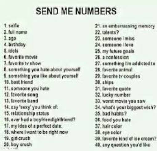 Send me numbers | image tagged in send me numbers | made w/ Imgflip meme maker