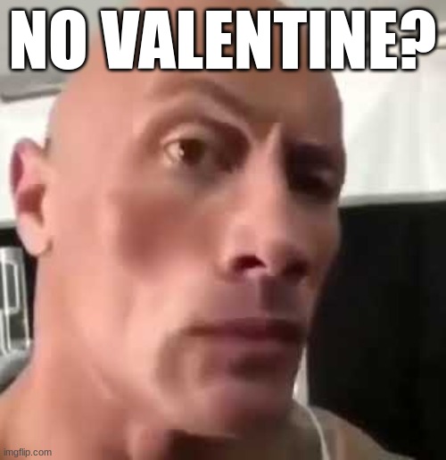 The Rock Eyebrows | NO VALENTINE? | image tagged in the rock eyebrows | made w/ Imgflip meme maker