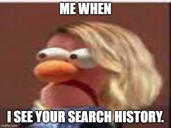 Search.. | ME WHEN; I SEE YOUR SEARCH HISTORY. | image tagged in fun,oof | made w/ Imgflip meme maker