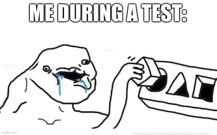 That’s why you easily get an F. | ME DURING A TEST: | image tagged in stupid dumb drooling puzzle,brainlet,memes,funny,f,test | made w/ Imgflip meme maker