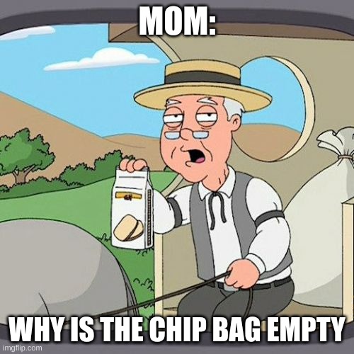 happend last night | MOM:; WHY IS THE CHIP BAG EMPTY | image tagged in memes,pepperidge farm remembers | made w/ Imgflip meme maker