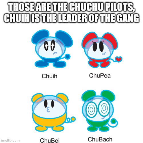 Chuchu pilots! | THOSE ARE THE CHUCHU PILOTS, CHUIH IS THE LEADER OF THE GANG | image tagged in chuchu rocket,memes | made w/ Imgflip meme maker