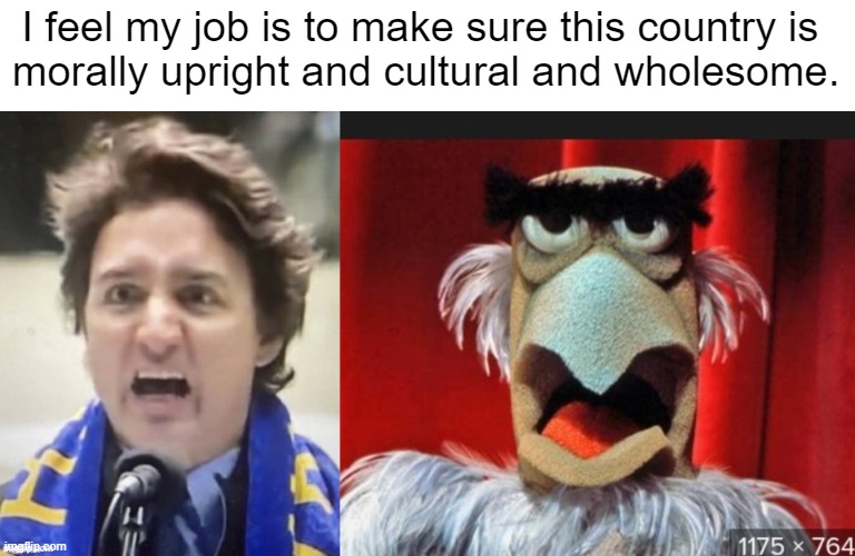 Same energy | I feel my job is to make sure this country is 
morally upright and cultural and wholesome. | made w/ Imgflip meme maker