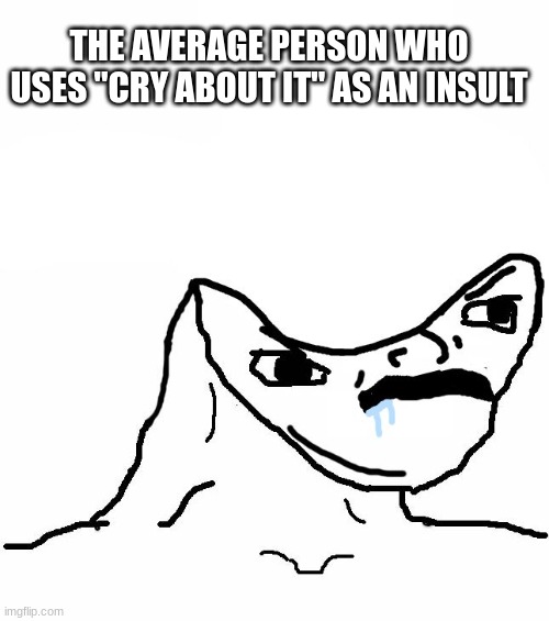 average NPC | THE AVERAGE PERSON WHO USES "CRY ABOUT IT" AS AN INSULT | image tagged in angry brainlet | made w/ Imgflip meme maker