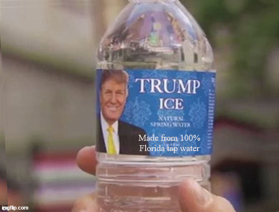 Trump Ice Water | Made from 100% Florida tap water | image tagged in donald trump,fklorida,brain eating amoeba,maga,fraud,scam | made w/ Imgflip meme maker