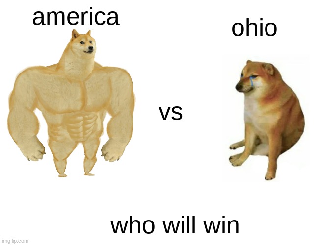 Buff Doge vs. Cheems Meme | america vs who will win ohio | image tagged in memes,buff doge vs cheems | made w/ Imgflip meme maker