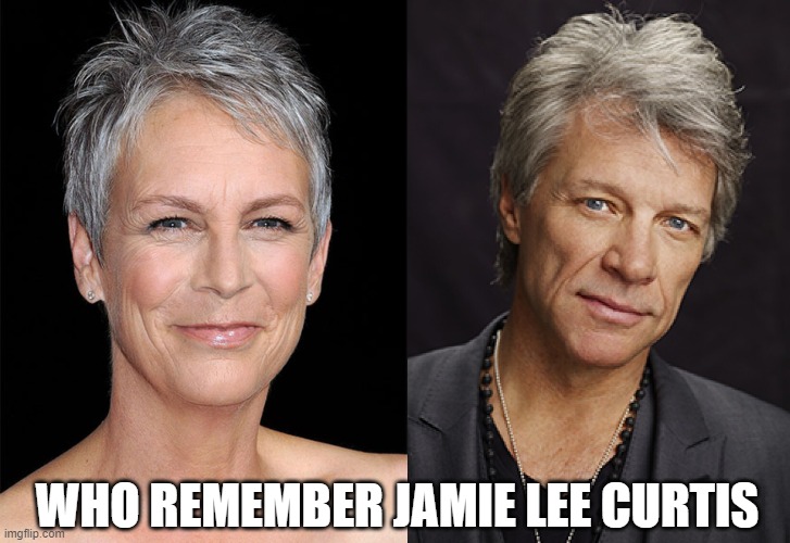 nah bruh, they brother and sister | WHO REMEMBER JAMIE LEE CURTIS | image tagged in jon bon jovi,jamie lee curtis,look alike,actors,musicians,rock music | made w/ Imgflip meme maker