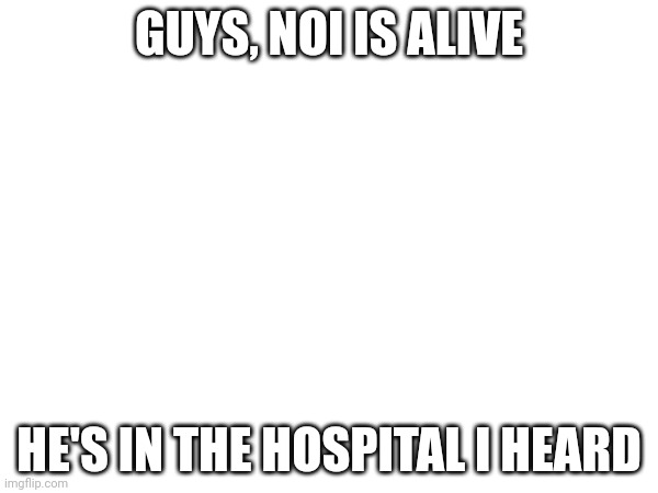 Thank god | GUYS, NOI IS ALIVE; HE'S IN THE HOSPITAL I HEARD | image tagged in blessing | made w/ Imgflip meme maker