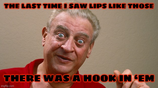 Rodney Dangerfield | THE LAST TIME I SAW LIPS LIKE THOSE THERE WAS A HOOK IN ‘EM | image tagged in rodney dangerfield | made w/ Imgflip meme maker