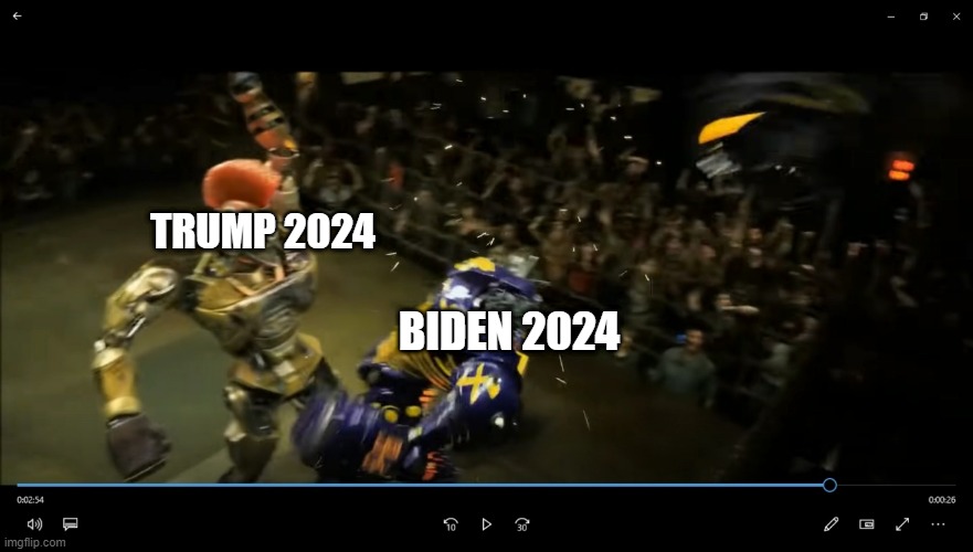 Election day! | TRUMP 2024; BIDEN 2024 | image tagged in rock em sock em | made w/ Imgflip meme maker