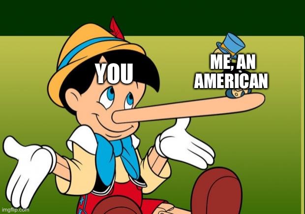 Liar | YOU ME, AN AMERICAN | image tagged in liar | made w/ Imgflip meme maker