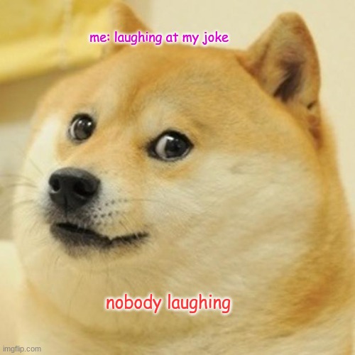 Doge Meme | me: laughing at my joke; nobody laughing | image tagged in memes,doge | made w/ Imgflip meme maker